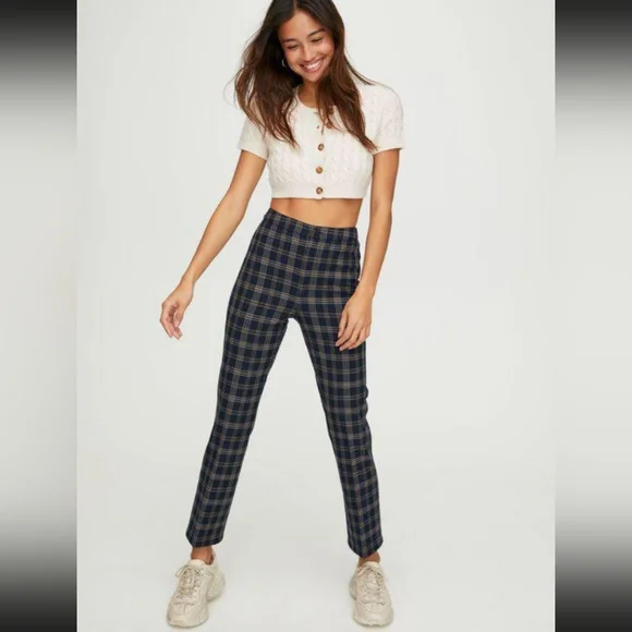 Aritzia Sunday best freshman plaid High-Rise Rise Pants Size 2 - Picture 2 of 10